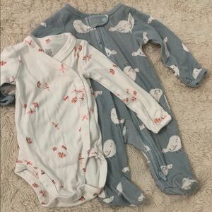 Carter's White and Red Footies One Pieces